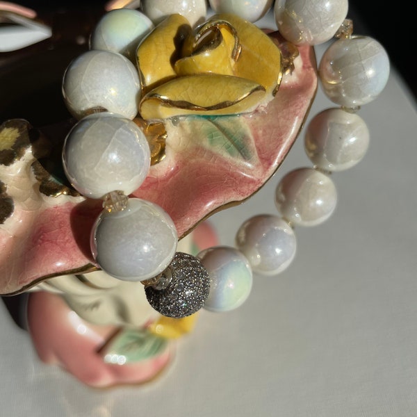 Ceramic & Crystal, Beaded Bracelet