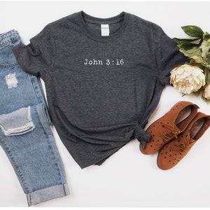 John 3:16 Christian Unisex TShirt, Christian Apparel, Christian Clothing, Womens Christian Shirt, Bible Verse Shirt, Christian Tees