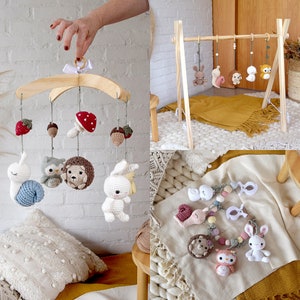 Woodland Friends - Crib mobile, stroller mobile and Montessori Play Gym