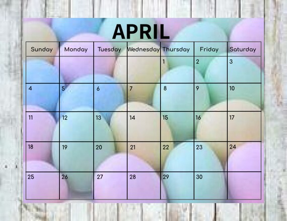 April Easter Calendar 2021 | Etsy