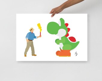Minimalist Jurassic Park/Yoshi Matte Art Print