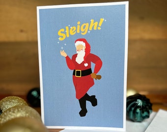 Santa Sleigh Christmas Card, A5 Size (With Envelope)