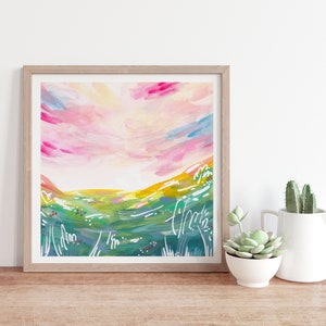 Weite Landschaft: Aquarell Kunstdruck, Zeitgenössische Landschaftskunst, Abstrakte Malerei