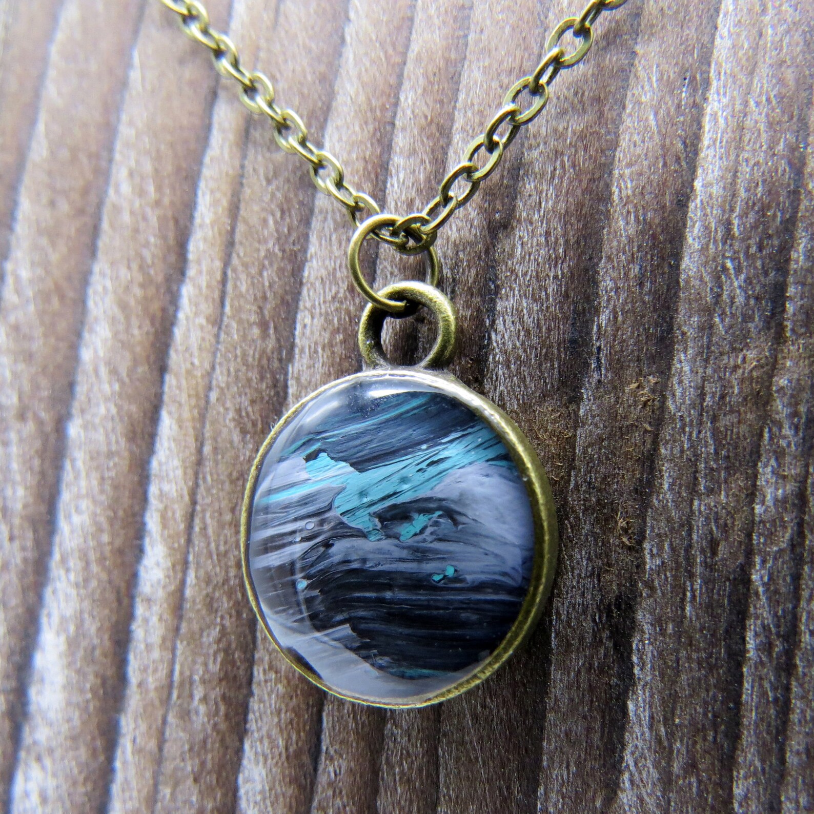 Handmade Necklace Abstract Painting Acrylic Encased in Etsy