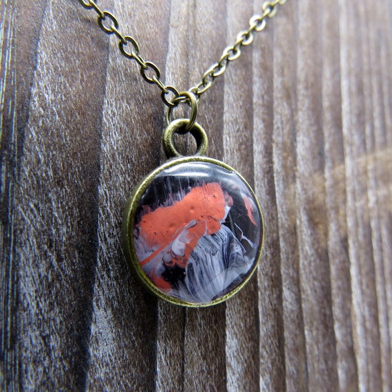 Handmade Necklace Abstract Painting Acrylic Encased in Etsy