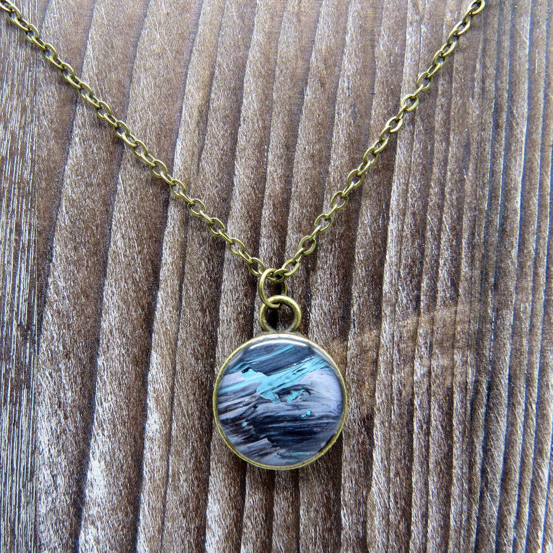 Handmade Necklace Abstract Painting Acrylic Encased in Etsy