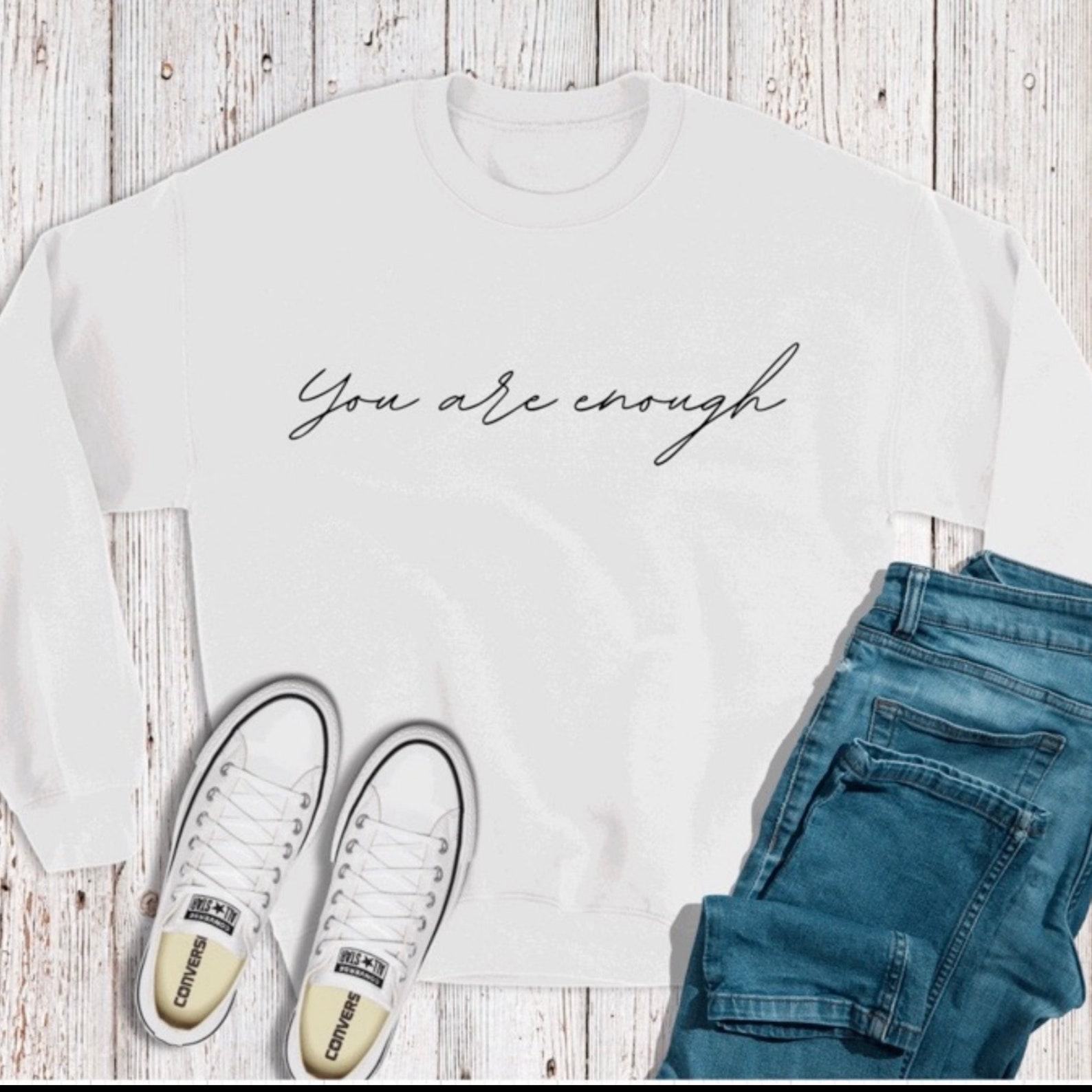 You are enough Crewneck Pullover Sweatshirt Etsy