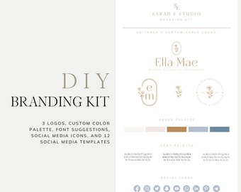 DIY Photography Logo Branding Kit: Editable Illustrator & Canva Templates