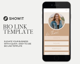 Instagram Bio Link, Link-In-Bio Landing Page Template, Showit Websites, Customizable Template