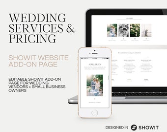 Wedding Pricing Showit Website Template: Customizable Add-On Page (Digital Download)