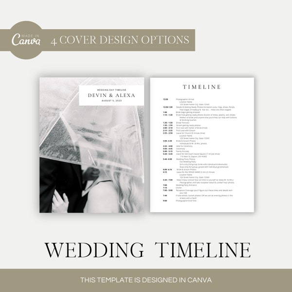 Wedding Timeline Template, Editable Canva Template, Timeline Template for Photographers