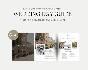 Wedding Day Guide Template: Elegant Timeline (Canva Editable)