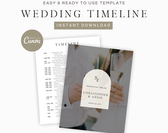 Editable Wedding Timeline Template: Canva Elegant Design (Digital Download)