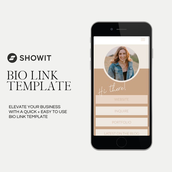 Instagram Bio Link, Link-In-Bio Landing Page Template, Showit Websites, Customizable Template