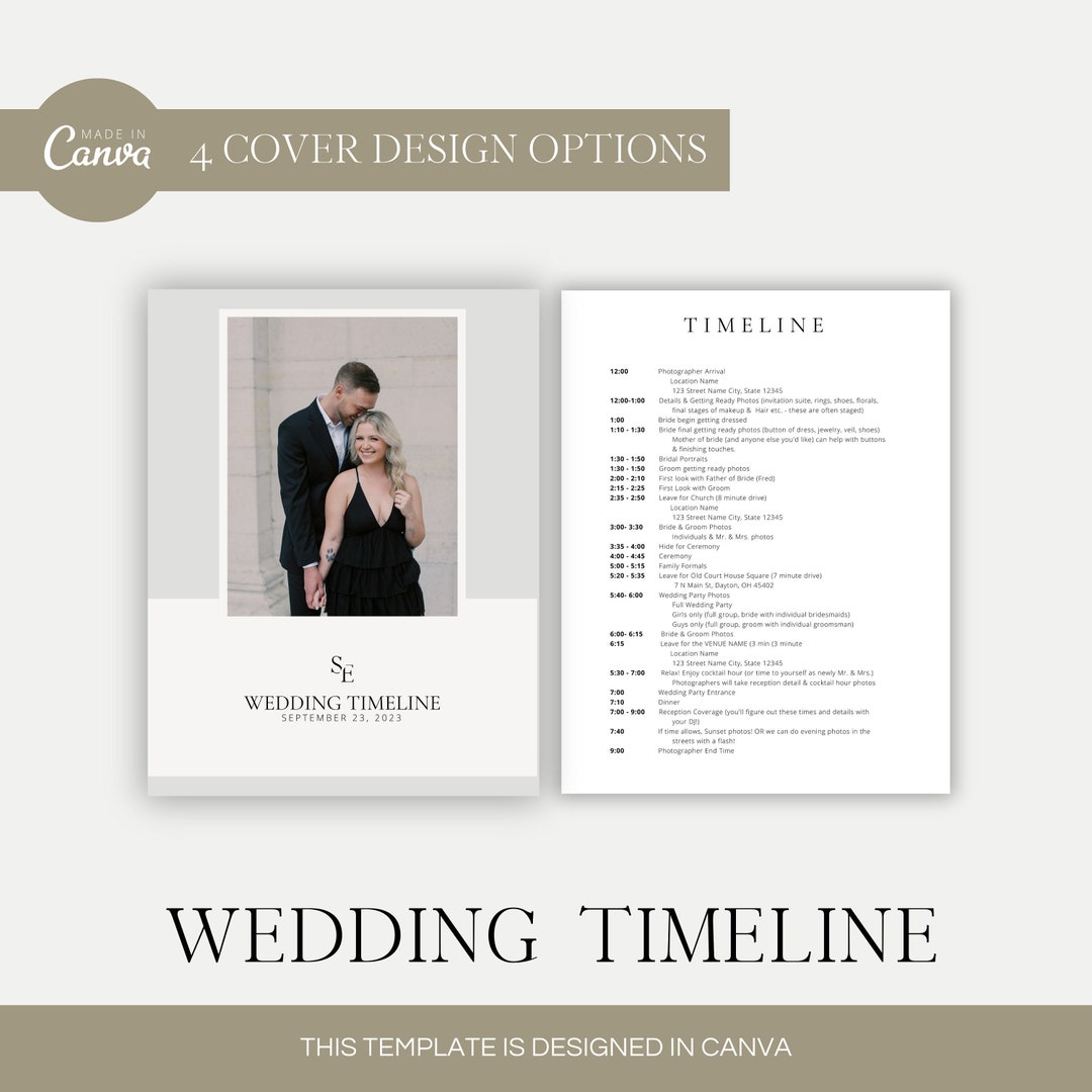 Wedding Timeline Template Editable Canva Template Timeline Template
