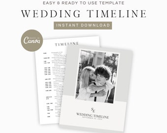Editable Wedding Timeline Template: Canva Design (Digital Download)