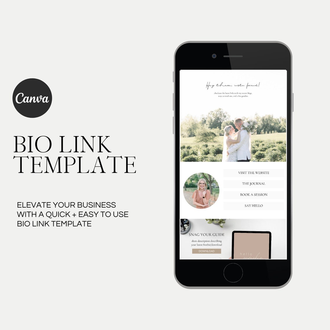 Instagram Link in Bio Template - CANVA, Landing Page, Link in Bio ...