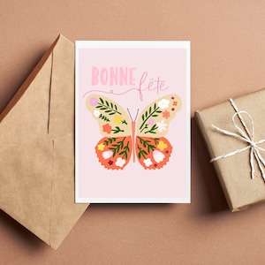 Carte d'anniversaire - Papillon en fleur