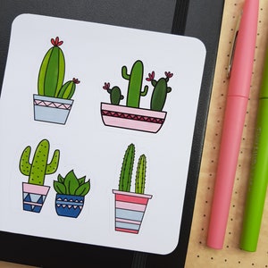 Autocollant Cactus - Planner et Bullet journal stickers- Standard brillant