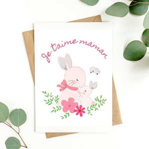 Carte de souhaits-Fête des mères-Petits lapins