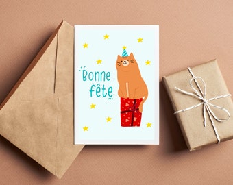 Birthday card - Red cat