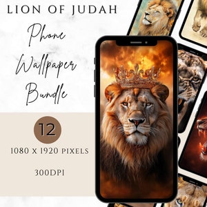 Paquete de fondos de pantalla para teléfono del León de Judá / 12 fondos digitales cristianos inspiradores / Perfectos para blogs personales, sitios web y descargas digitales