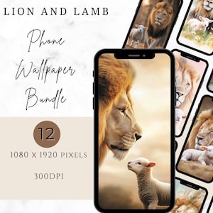 Pacote de papel de parede para celular Lion and Lamb 12 fundos religiosos inspiradores, arte inspirada em versículos da Bíblia, papéis de parede para dispositivos móveis, download