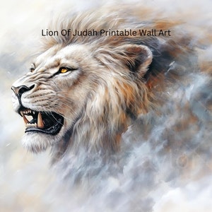 Lion of Judah Celestial King Printable Wall Art Christian Faith Decor Inspirational Worship Artwork Symbol of Strength for Home or Church