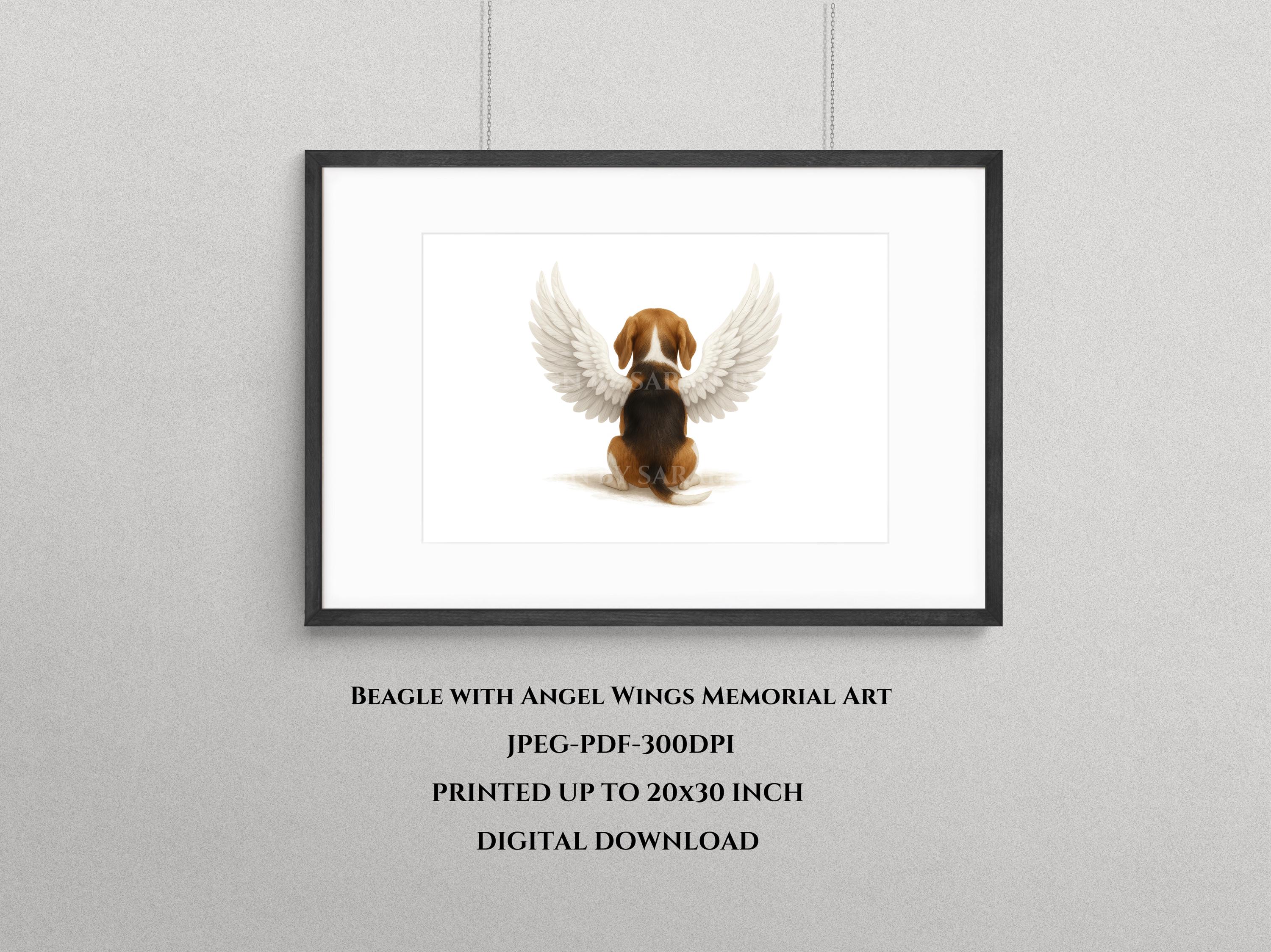 Beagle Memorial Print: Angel Wings Dog Loss Art (digital Download