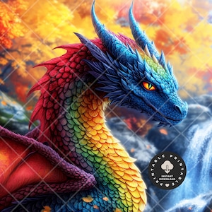 Vibrant Fantasy Dragon Clipart Set Magical, Mystical Dragon Art for Sublimation, Printables, Crafting, Digital Art Papers for DIY Prints.