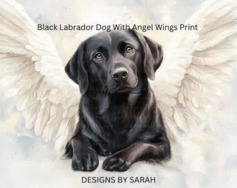 ブラックラブラドールの天使の羽のペットロスメモリアルアート