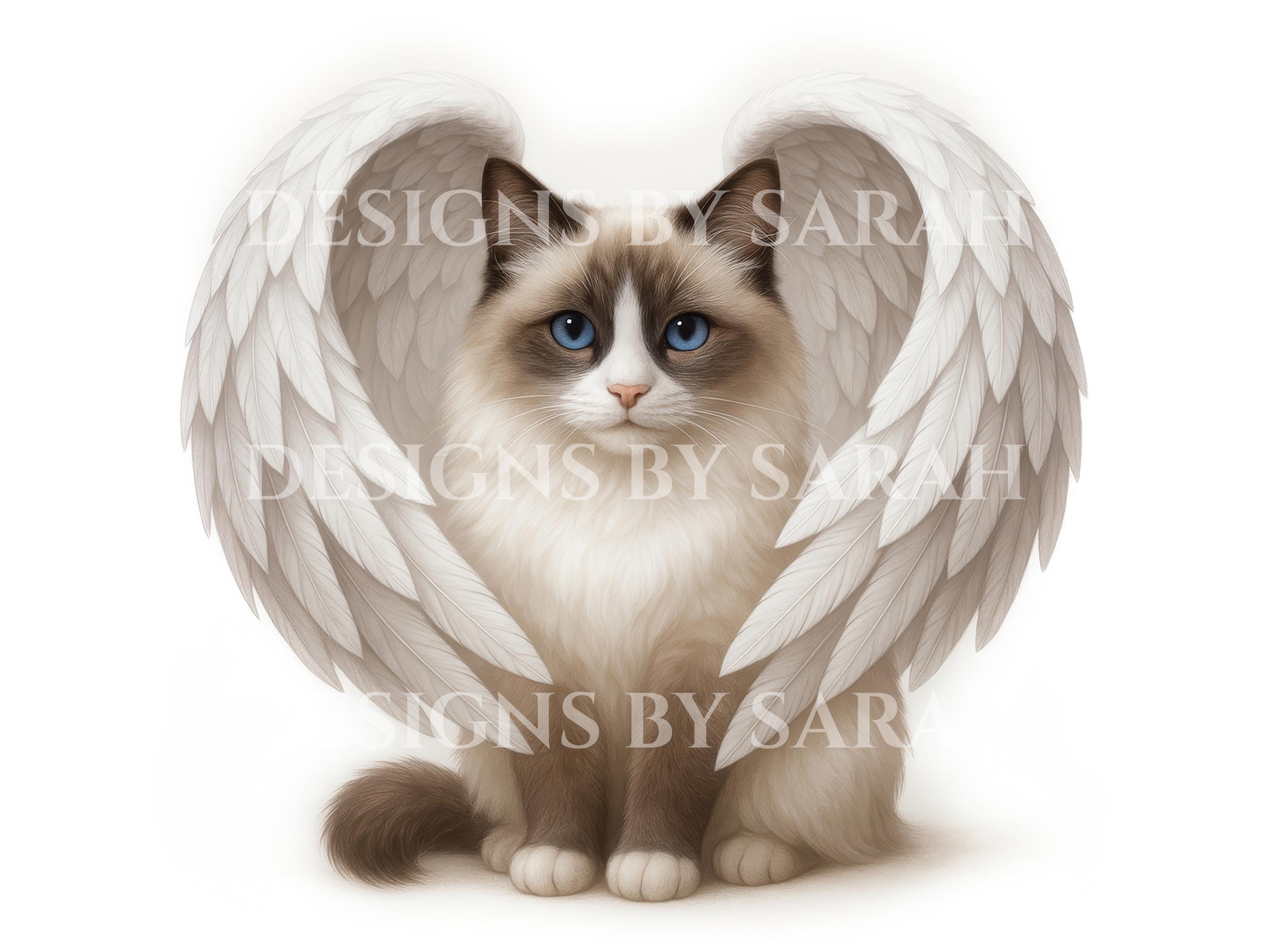 Ragdoll Cat Angel Wings Memorial Print: Blue-eyed Pet Loss Gift