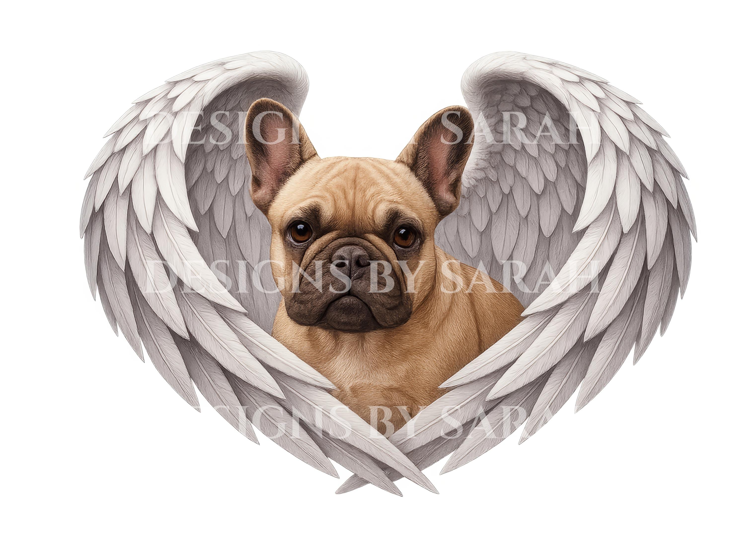 French Bulldog Angel Wings Memorial Art Print: Tan Frenchie Dog Tribute ...