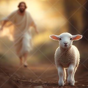 Jesus The Good Shepherd Saving the Lost Lamb Printable Wall Art Digital Download, Inspirational Christian Art for Home, Office, Prayer Room