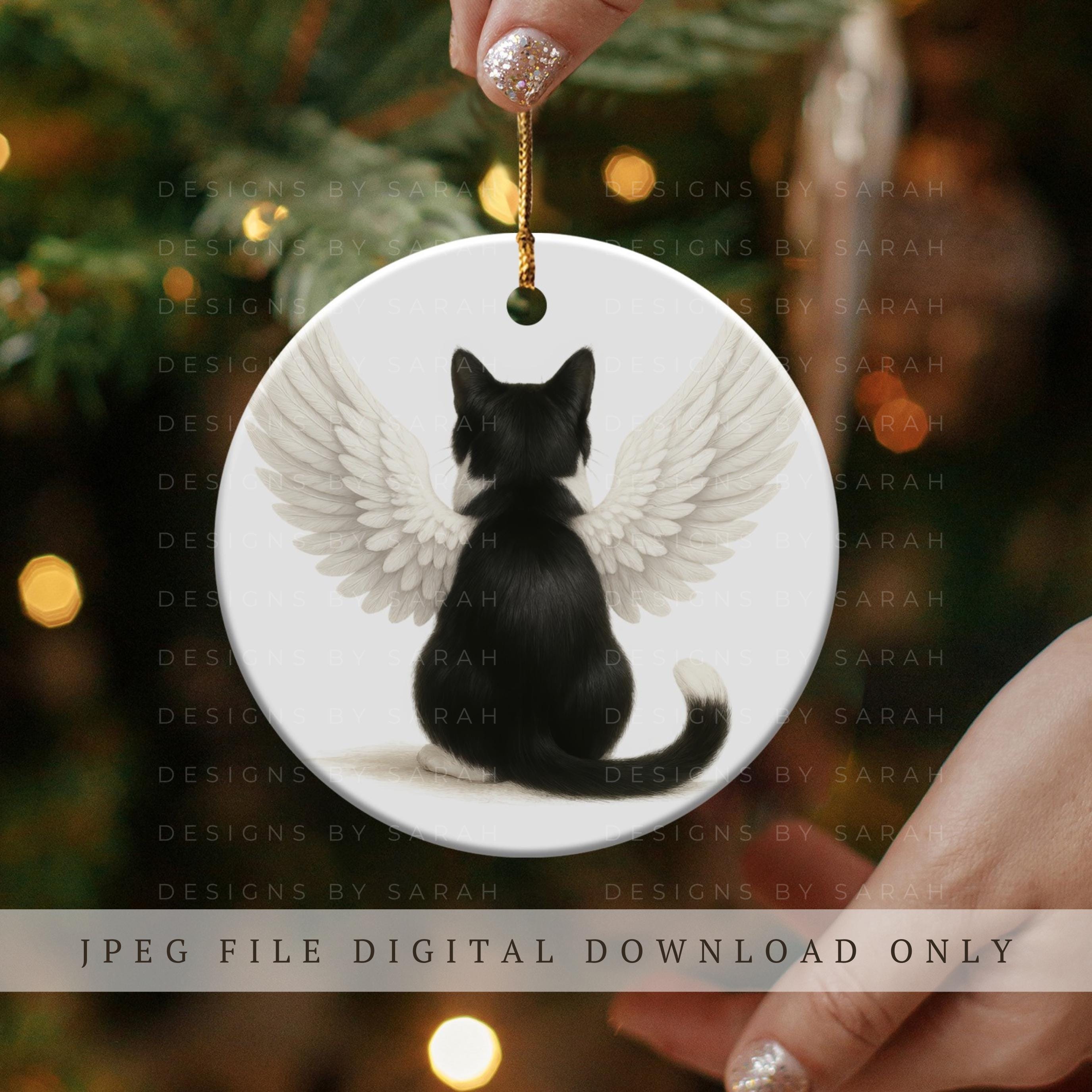 Tuxedo Cat Angel Wings Memorial Print: Pet Loss Sympathy Gift
