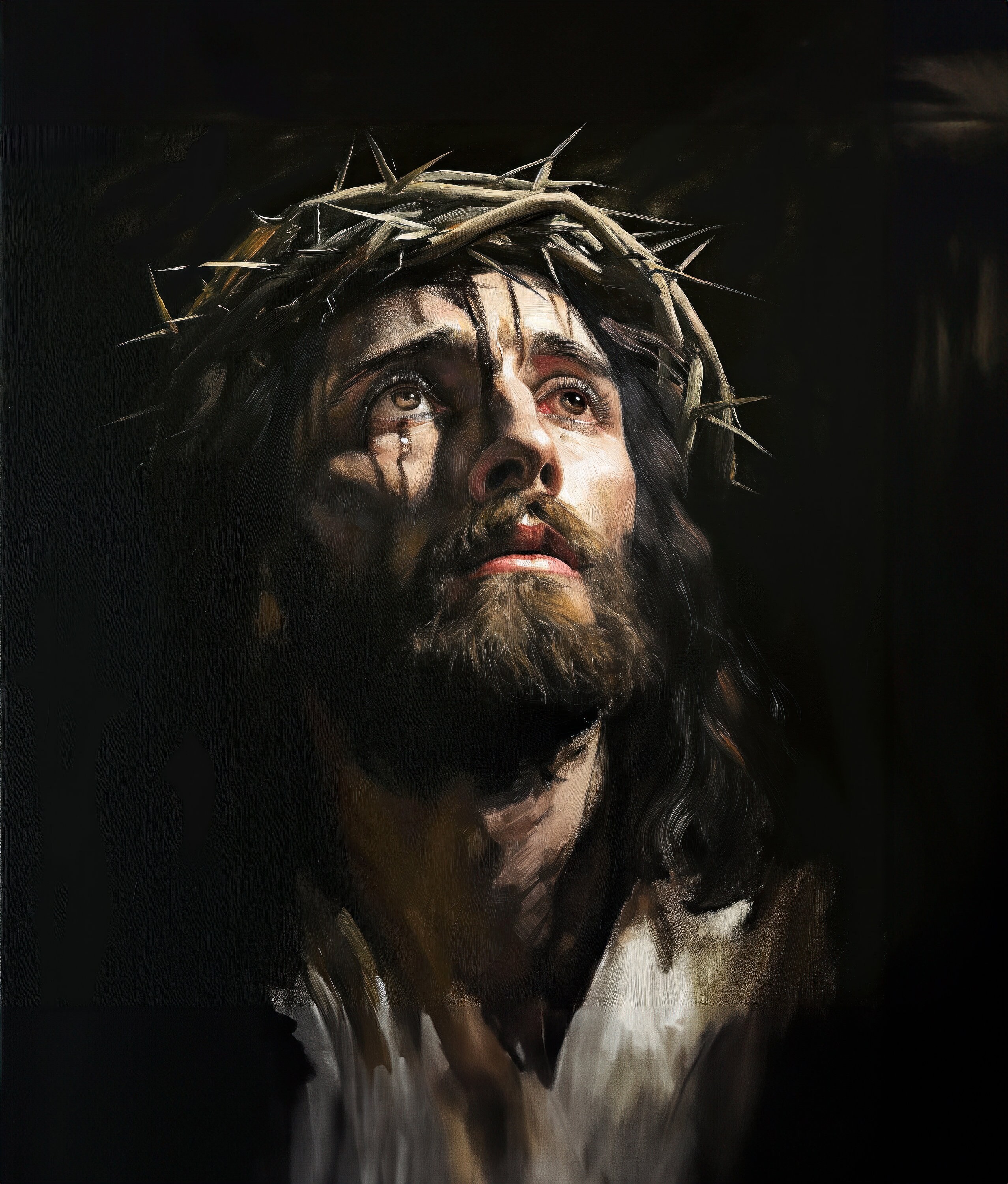 Jesus Wearing Crown of Thorns, Painting, DIGITAL DOWNLOAD, Lion, Lamb, Christ, Prints, Lord ...
