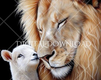 Lion and Lamb Art Print: Christian Wall Decor (Digital Download)