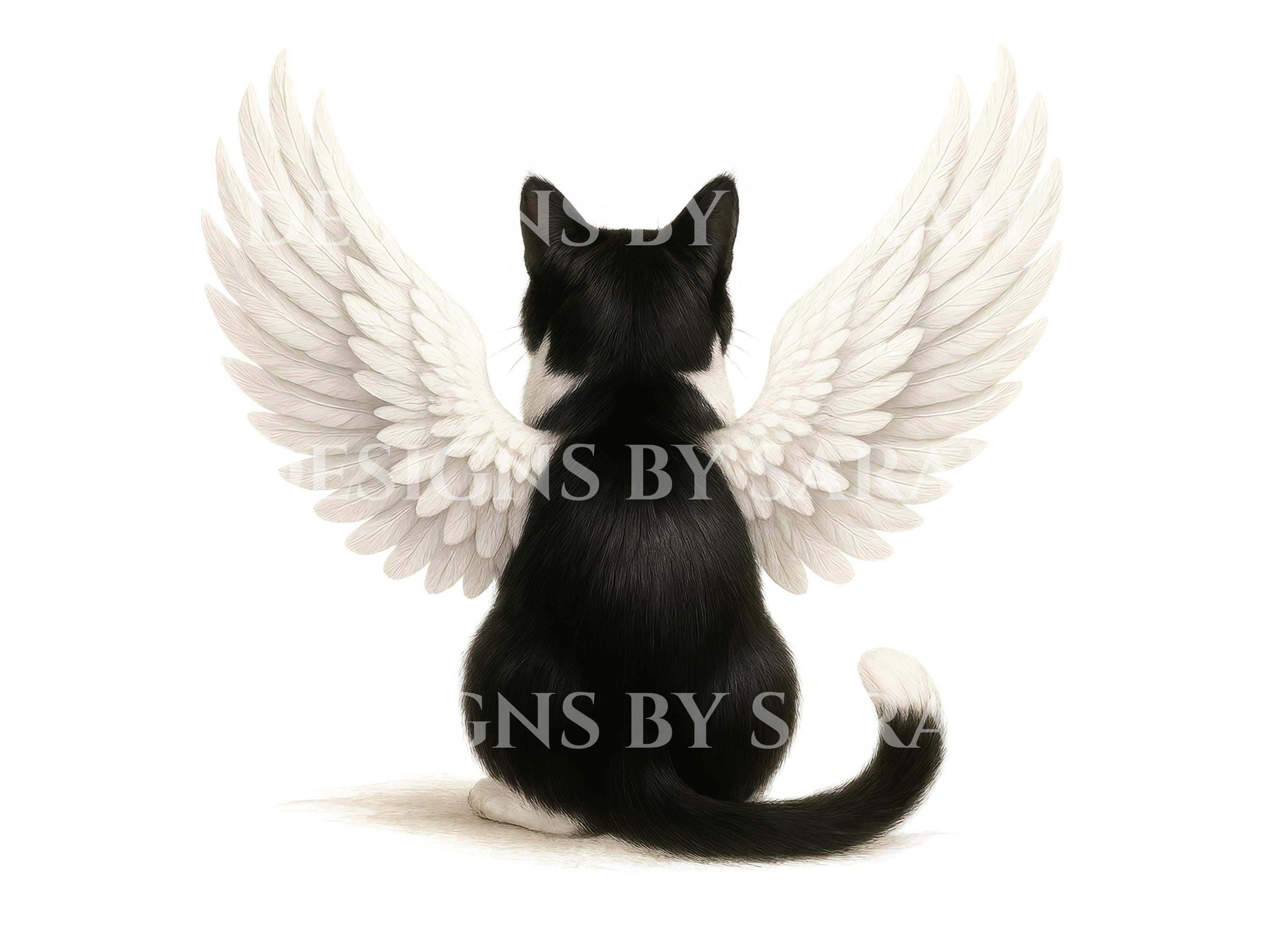 Tuxedo Cat Angel Wings Memorial Print: Pet Loss Sympathy Gift