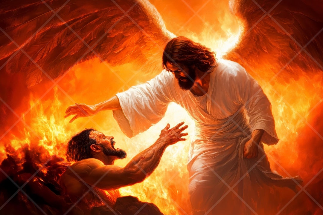 Jesus Rescue From Hell Art: Christian Revelation Decor (digital ...