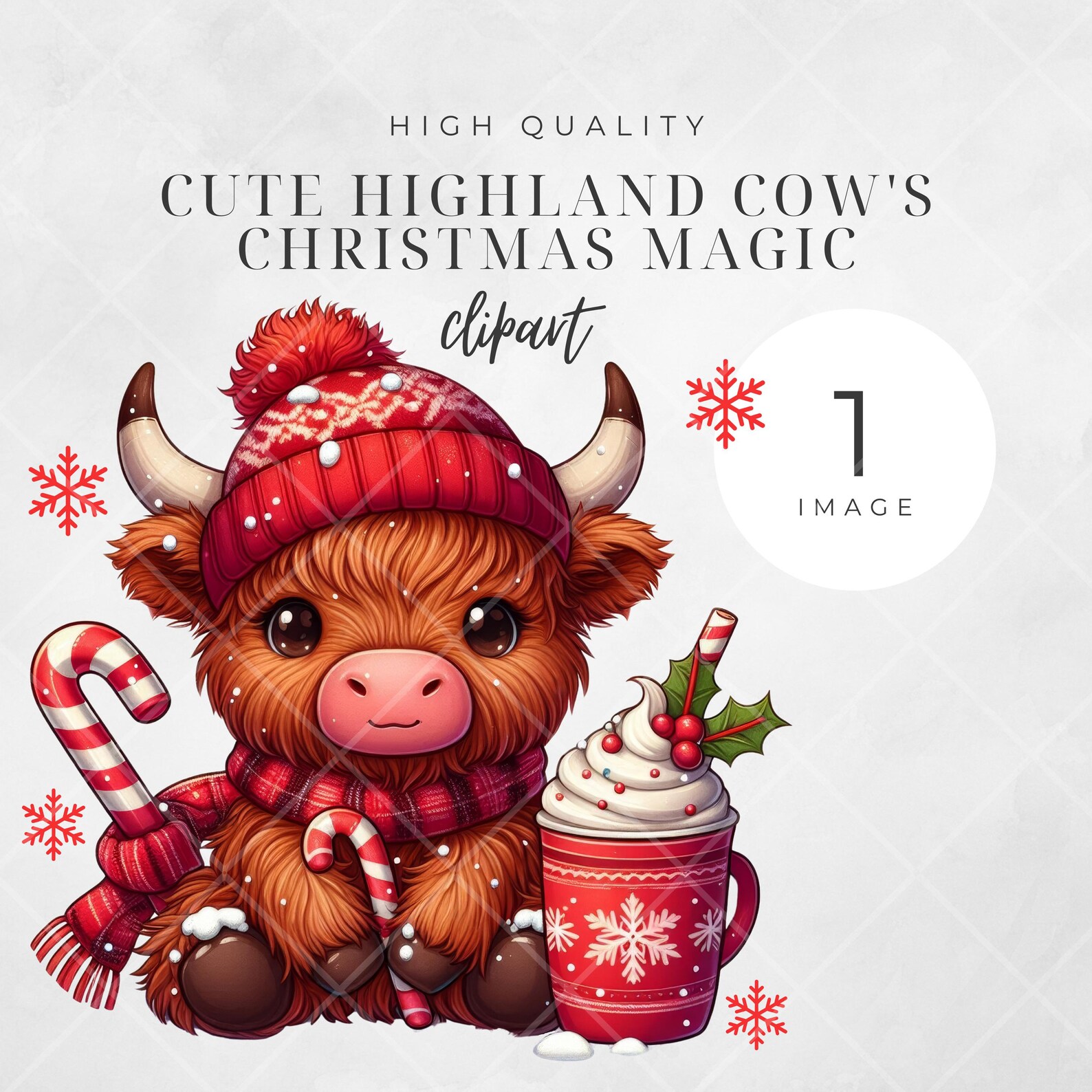 Christmas Highland Cow PNG Clipart: Festive Holiday Design (digital ...