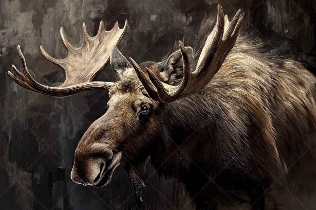 Majestic Moose Art Print: Rustic Cabin Wildlife Decor (digital