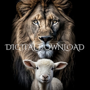 Lion and the lamb, Black Background DIGITAL DOWNLOAD,  lion, lamb, Christ, Jesus, God, lion of Judah, Lamb Of God, print, Wall Art, King Art