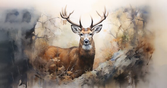 Deer, Buck With Majestic Antlers Digital Download, Poster for Rustic Home  Decor, Print, Printable, Printing, Big Game, Fine Art, Hunting - Etsy