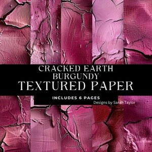 Burgundy Cracked Earth Digital Paper Textured Pages per scrapbooking, diari spazzatura e lavori artigianali stampabili, carte digitali scaricabili per lavori artigianali