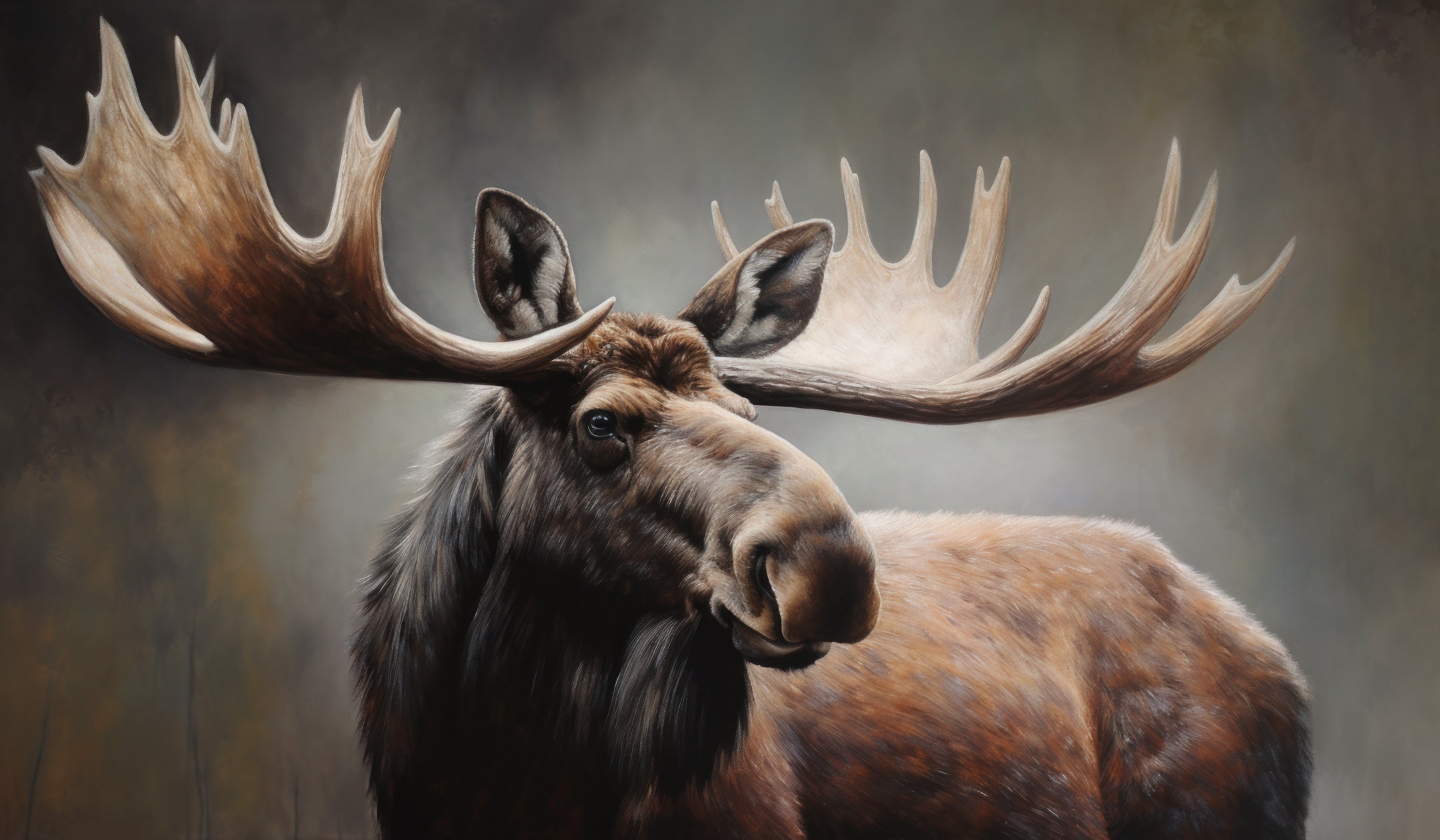 Bull Moose With Majestic Antlers Digital Download, Poster for Rustic