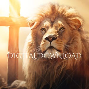 Lion Of Judah, DIGITAL DOWNLOAD, Jesus, Christ, Lord, Crowned of Thorns, King, Spiritual, Salvation. Christian Religion, Bible, Cross, Print
