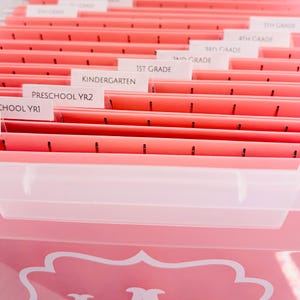 Milestone Tote Labels , DIY Memory Box Kit , Baby Memory File Box , School File Box , School Memory Box , Kids File Tote , Milestone Box Kit