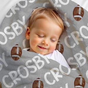 Personalized Baby Name Blanket Personalized Baby Gift Football Custom Coming Home Sports Hospital Blanket Baby Shower Gift New Mom Gift