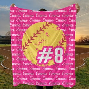 Custom Softball Team Gifts, Girls Softball Blanket, Personalized Softball Gift, Softball Present, SPersonalized Softball Keepsake