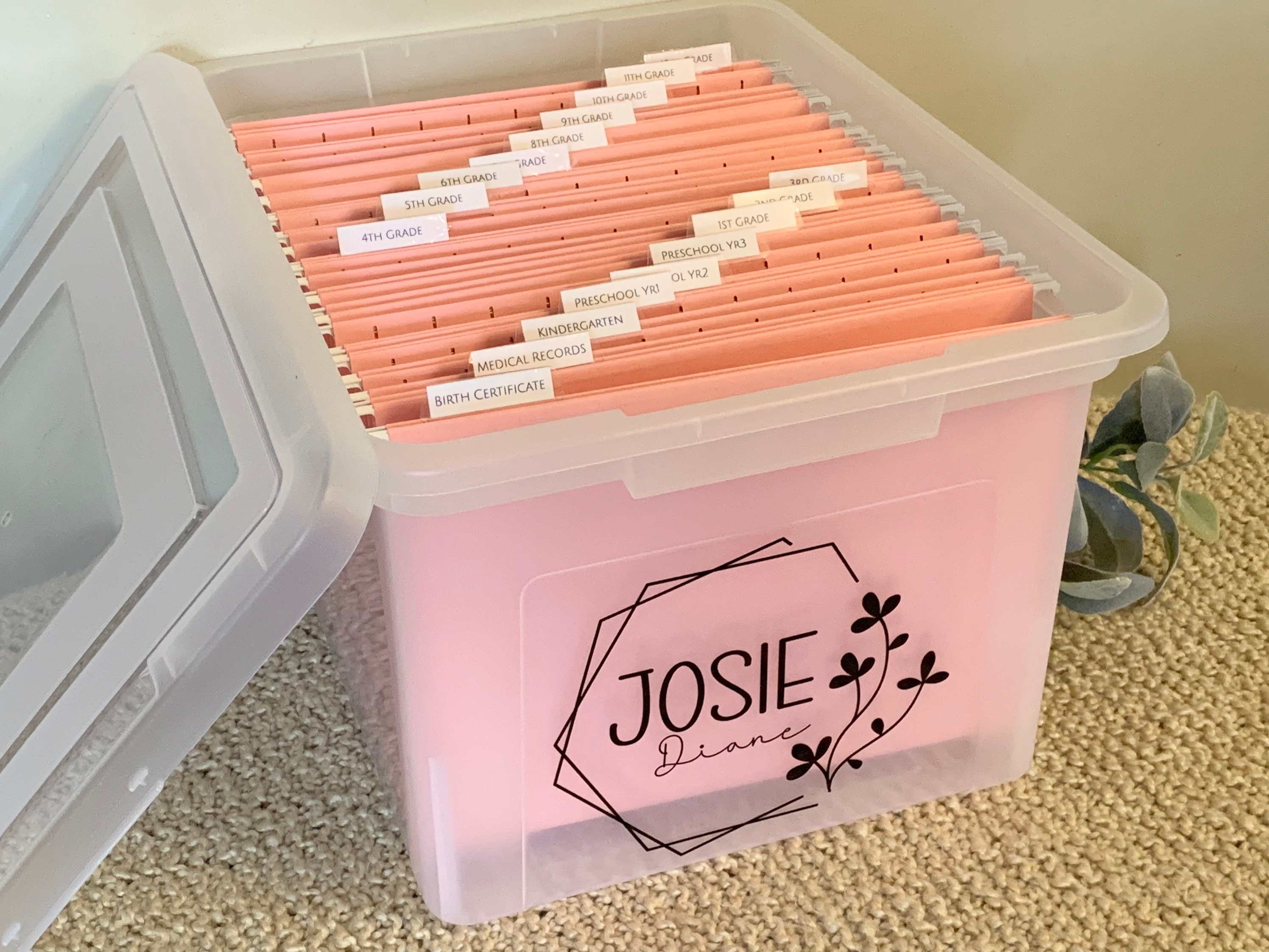 DIY Kids' School Keepsake Bin Kit Personalized Keepsake Box, Memory Box,  Artwork Organization, Schoolwork Bin Folders Not Included 